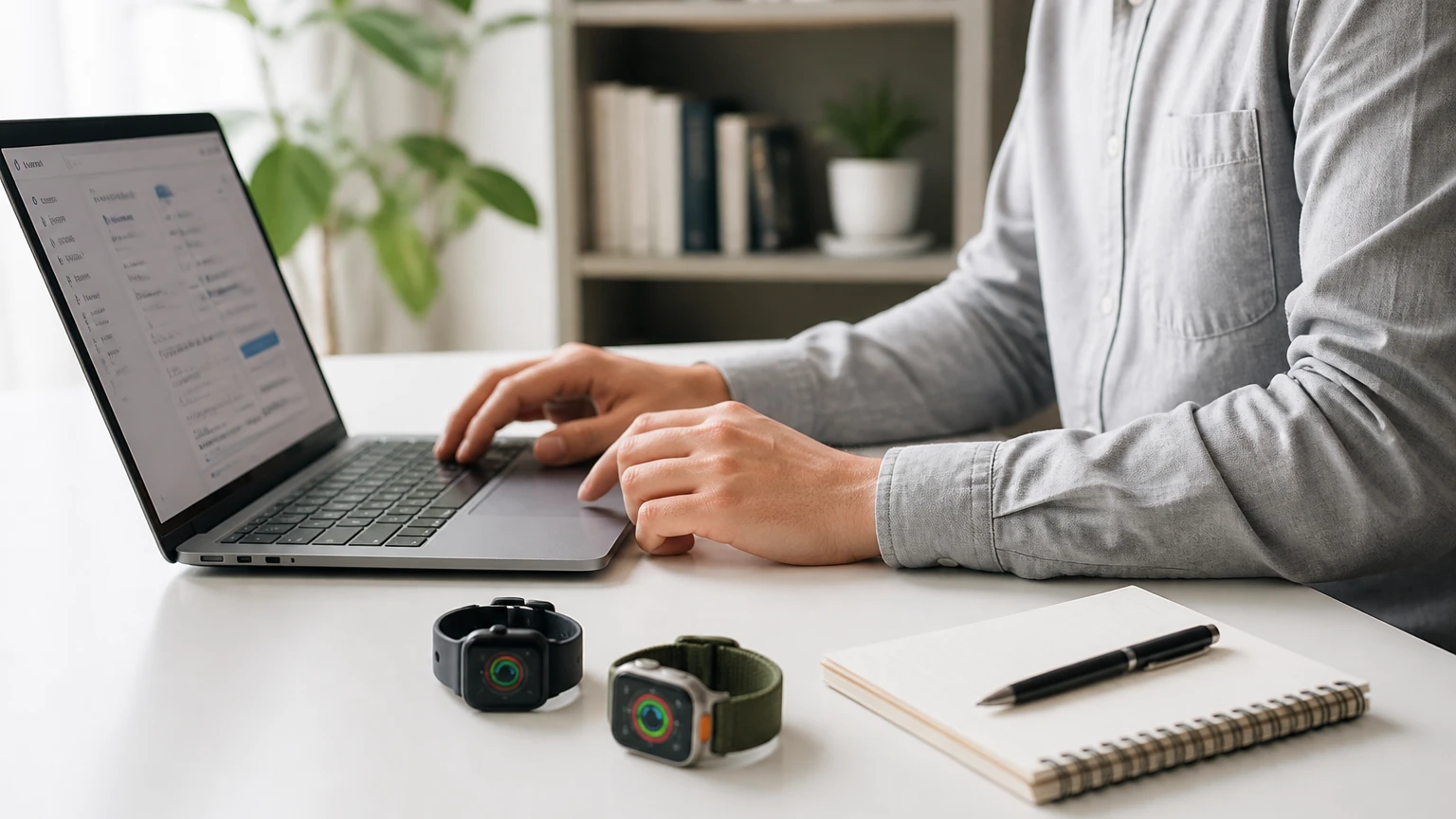 Apple Watchの保証プランを自宅で比較検討している様子