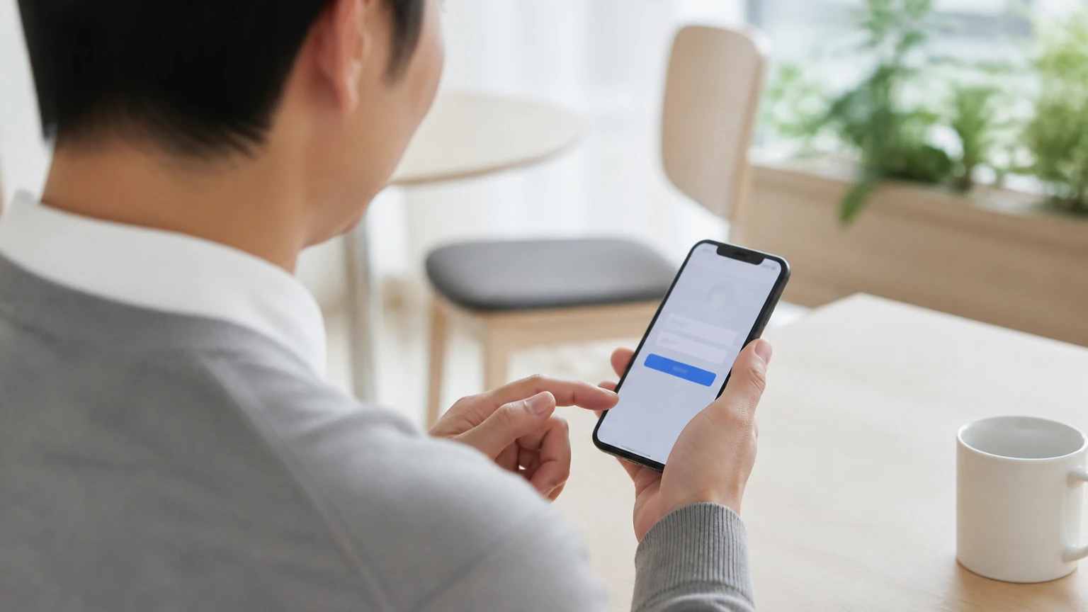 外出先から自分のスマートフォンで管理画面にログインする保護者